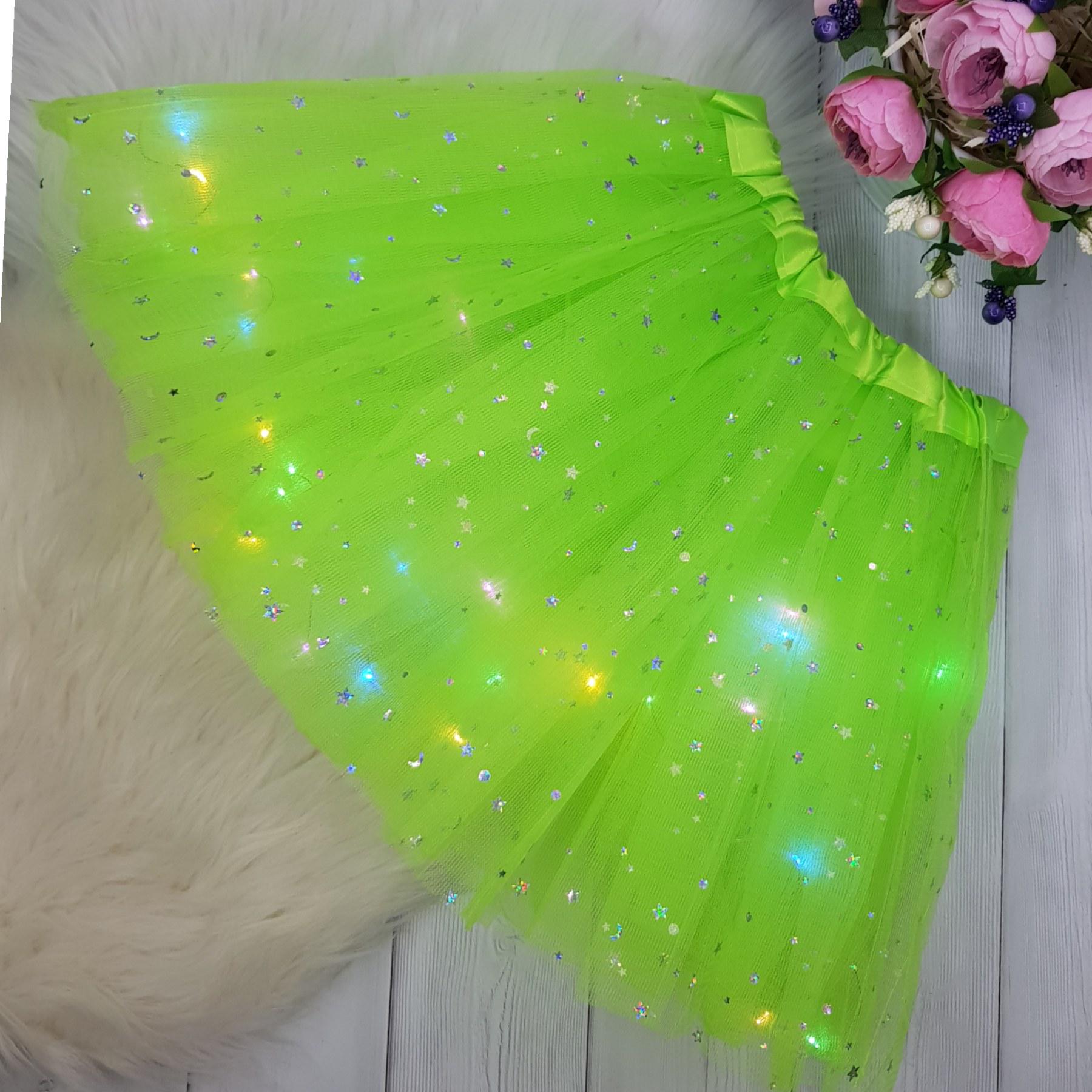 Юбка фатиновая с диодной подсветкой со звездами 3-12 лет. Салатовый (2354981784)
