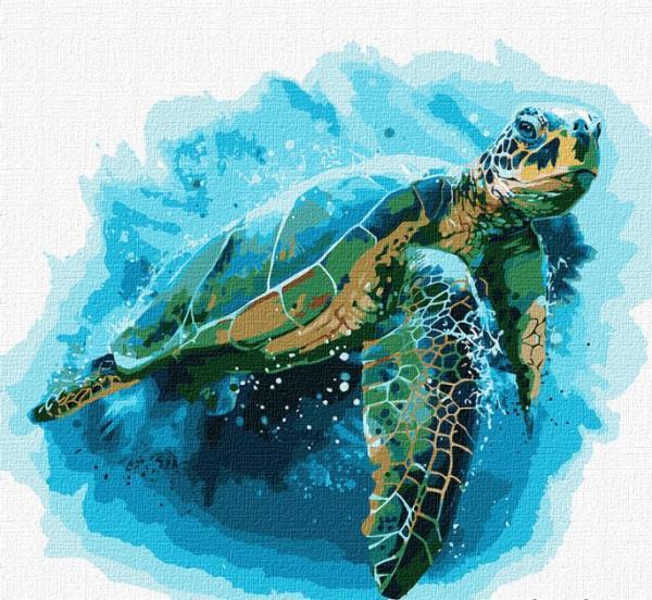 Картина за номерами Ідейка Блакитна черепаха 50х50 см у термопакеті (KHO4271)