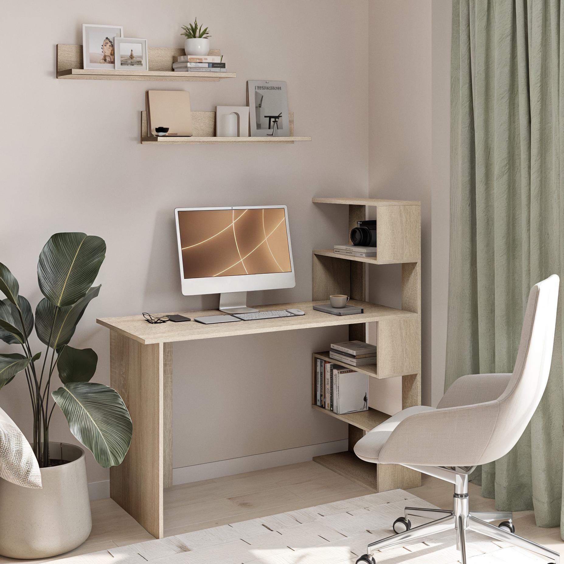 Письменный стол Open shelf с полками 1250х600х750 мм Дуб Сонома - фото 1