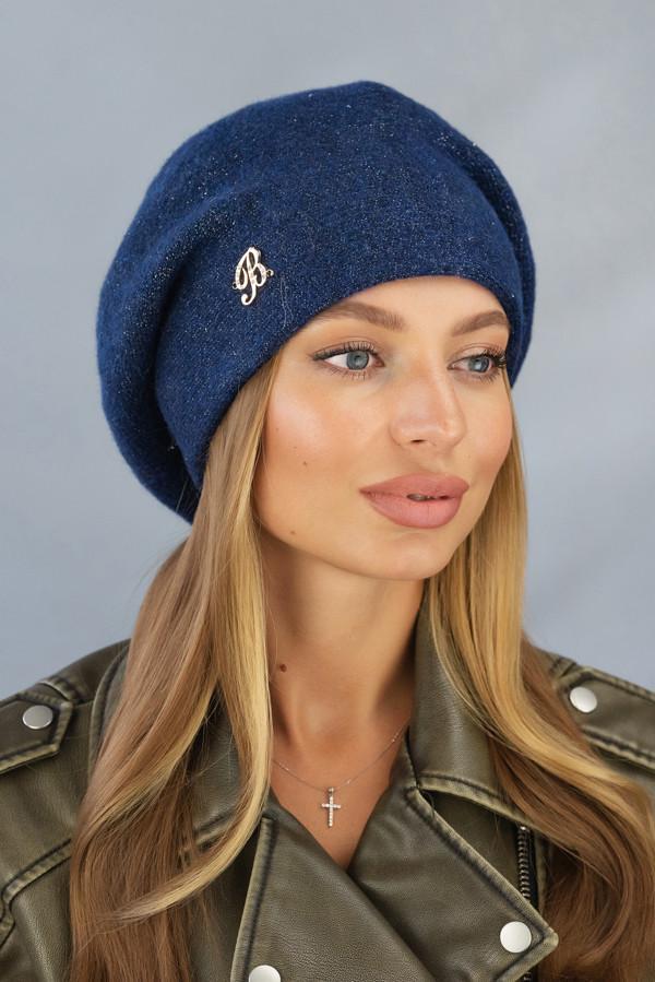 Берет на высокой ножке с подкладкой Braxton Ива женский Темно-синий (5166)