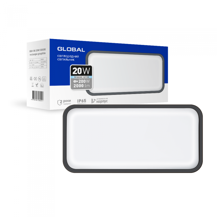 LED-світильник антивандальний Global 1-GBH-08-2050-R 20W 5000K (27568141)