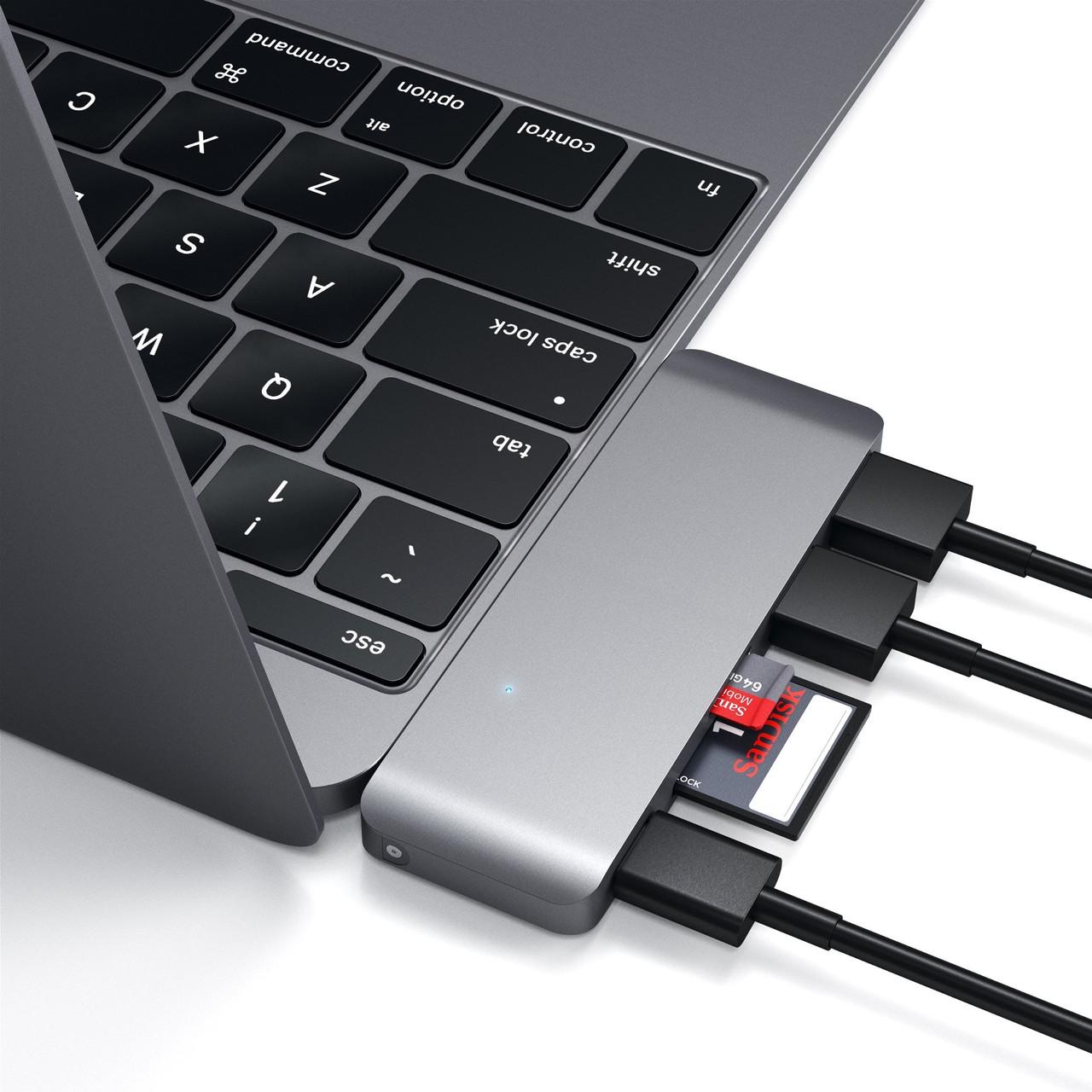 Хаб-адаптер Satechi Type-C USB 3.0 Passthrough Hub, Space Gray(ST-TCUPM) - фото 4