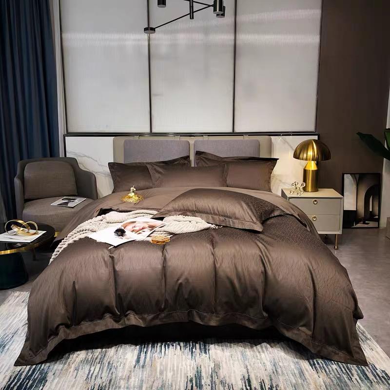 Комплект постільної білизни євро 2 жаккард Коричневий