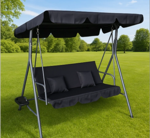 Качели LEOBRO 176х114х168 см с подушками и подстаканниками Черный (LBSW3-D2-BLK) - фото 2 Качели LEOBRO 176х114х168 см с подушками и подстаканниками Черный (LBSW3-D2-BLK) - фото 2