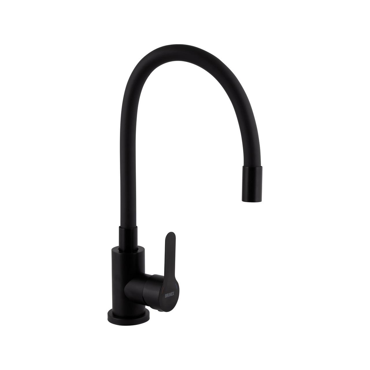 Змішувач для кухні Brinex Pure 015F3 з гнучким виливом Black Matt (BRIPUR015F3BLM)