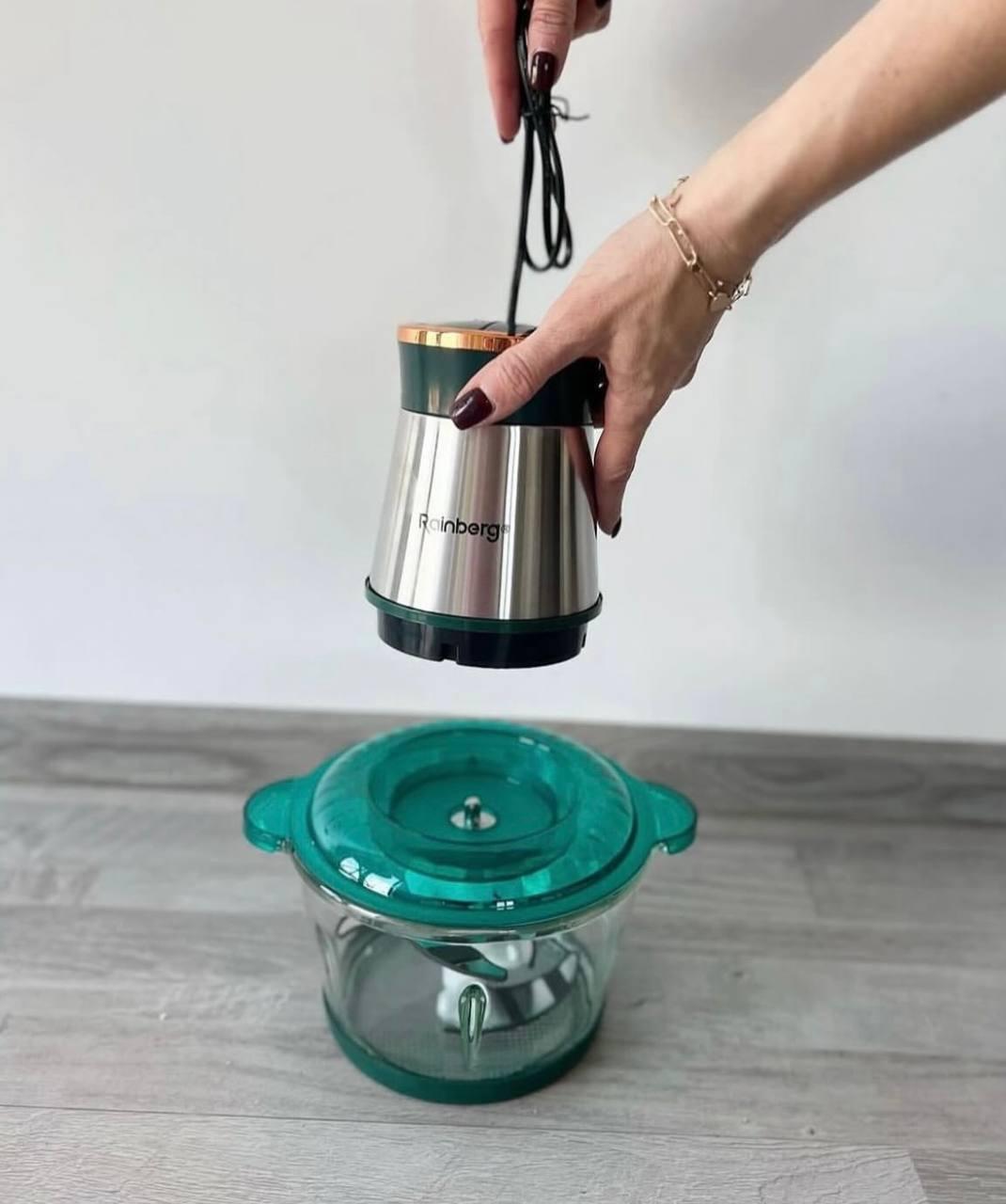 Измельчитель продуктов Rainberg RB-2201 кухонный с четырьмя ножами 1300 Вт 2 л - фото 3