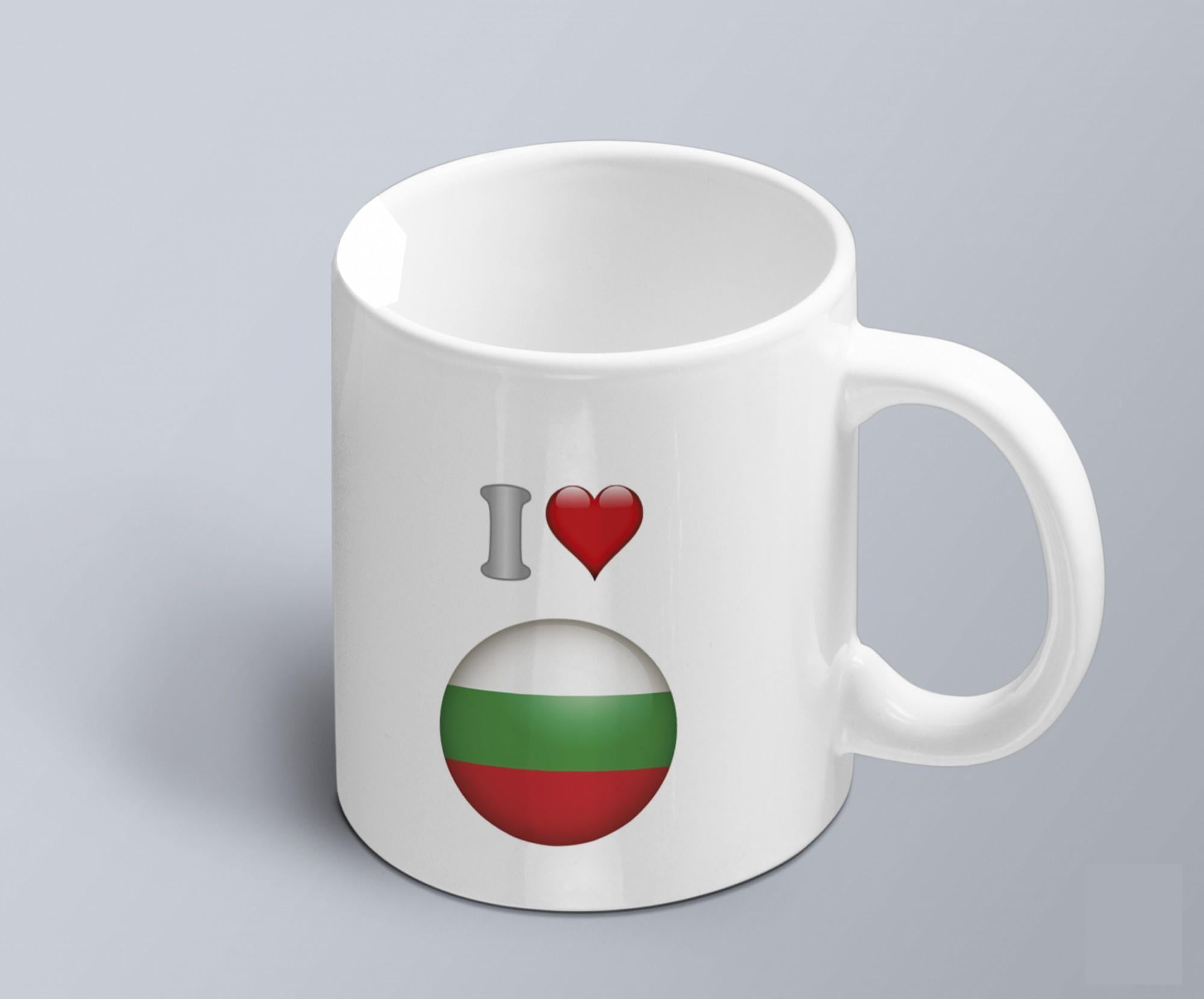 Чашка с принтом я люблю Болгарию с изображением флага (02010109049)