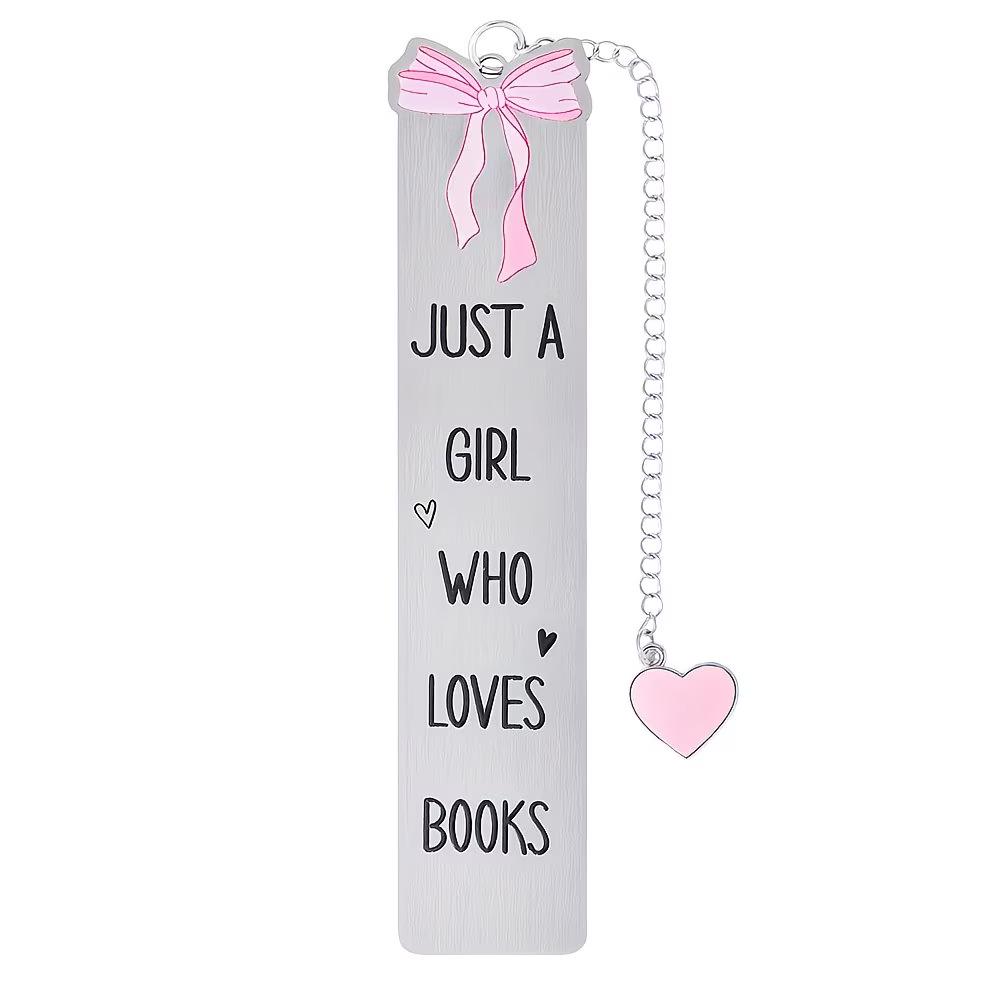 Закладка для книг металева Just A Girl Who Loves Books з гравіюванням Сірий (37243160)
