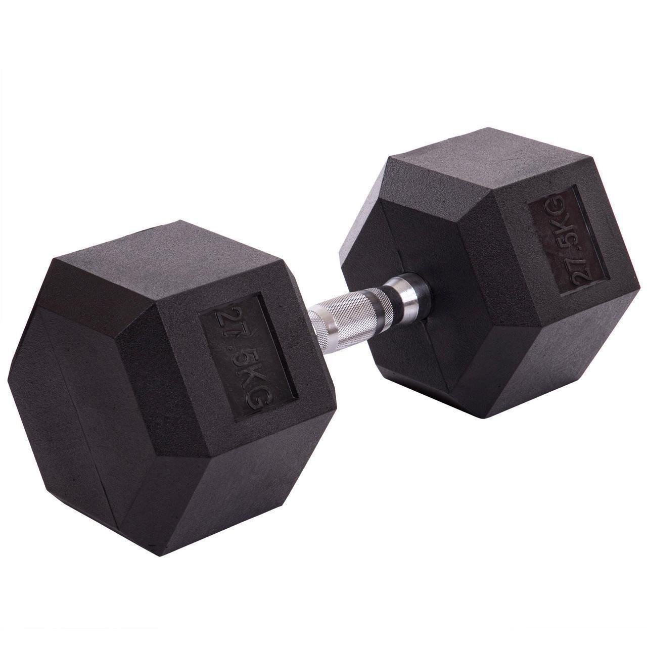 Гантель цельная SP-Planeta SC-80075-27_5 шестигранная гексагональная обрезиненная 27,5 кг (2532853958) - фото 1