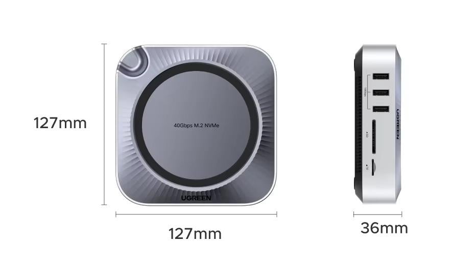 Док-станция UGREEN CM887 для Mac Mini M4/M4 Pro два порта Type-C на M.2 NVMe SSD 40 Gbps HDMI 8K Pro Grey (95503A) - фото 20