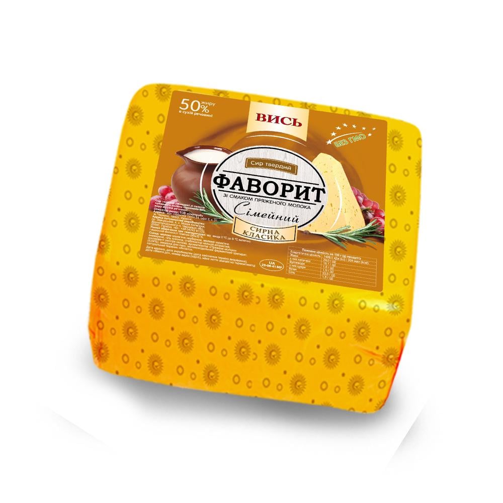 Сир твердий Вись Фаворит сімейний 50% (9777)