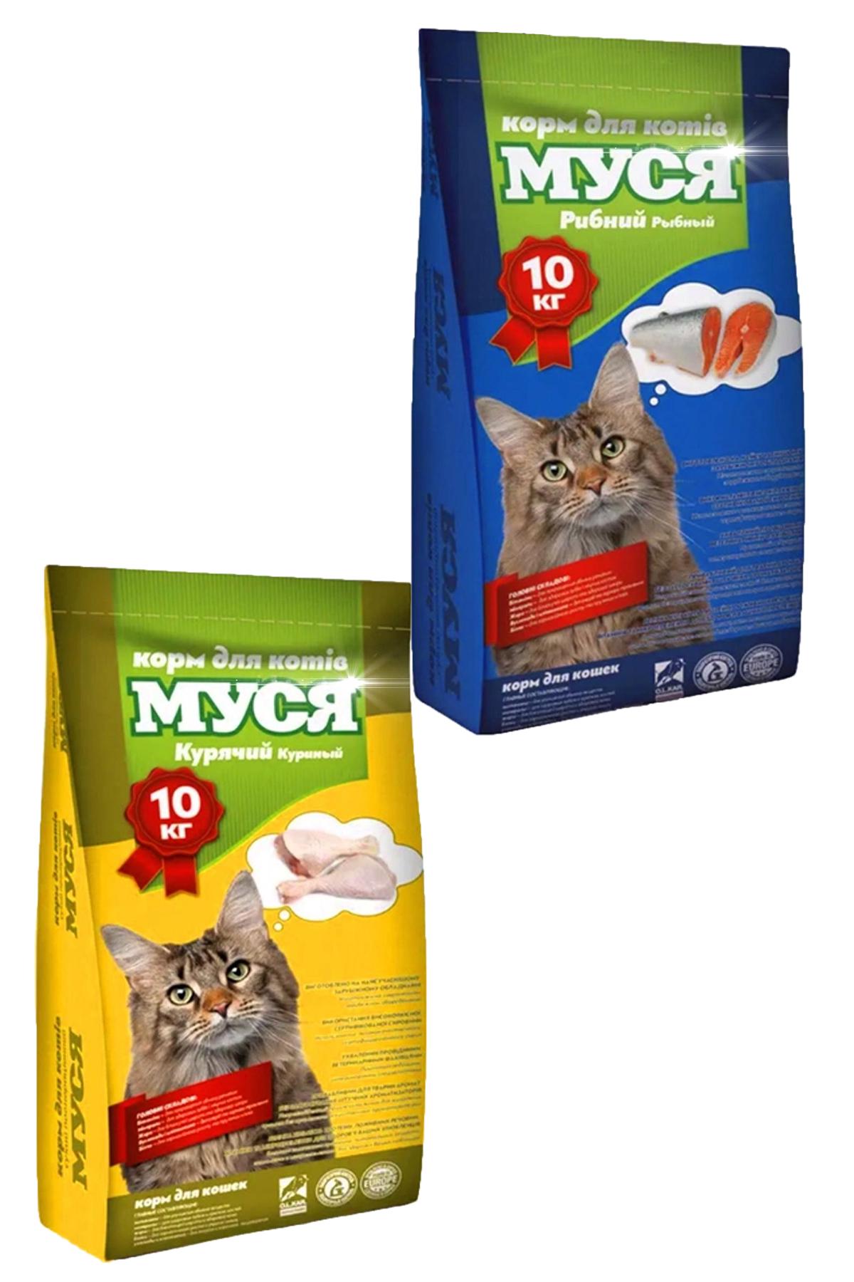 Корм сухий для котів Муся зі смаком курки та риби 2 шт. 10 кг (340778287)