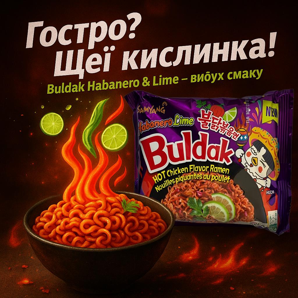 Корейская лапша Samyang Buldak с перцем хабанеро и лаймом очень острая курица (AF36594) - фото 2 Корейская лапша Samyang Buldak с перцем хабанеро и лаймом очень острая курица (AF36594) - фото 2