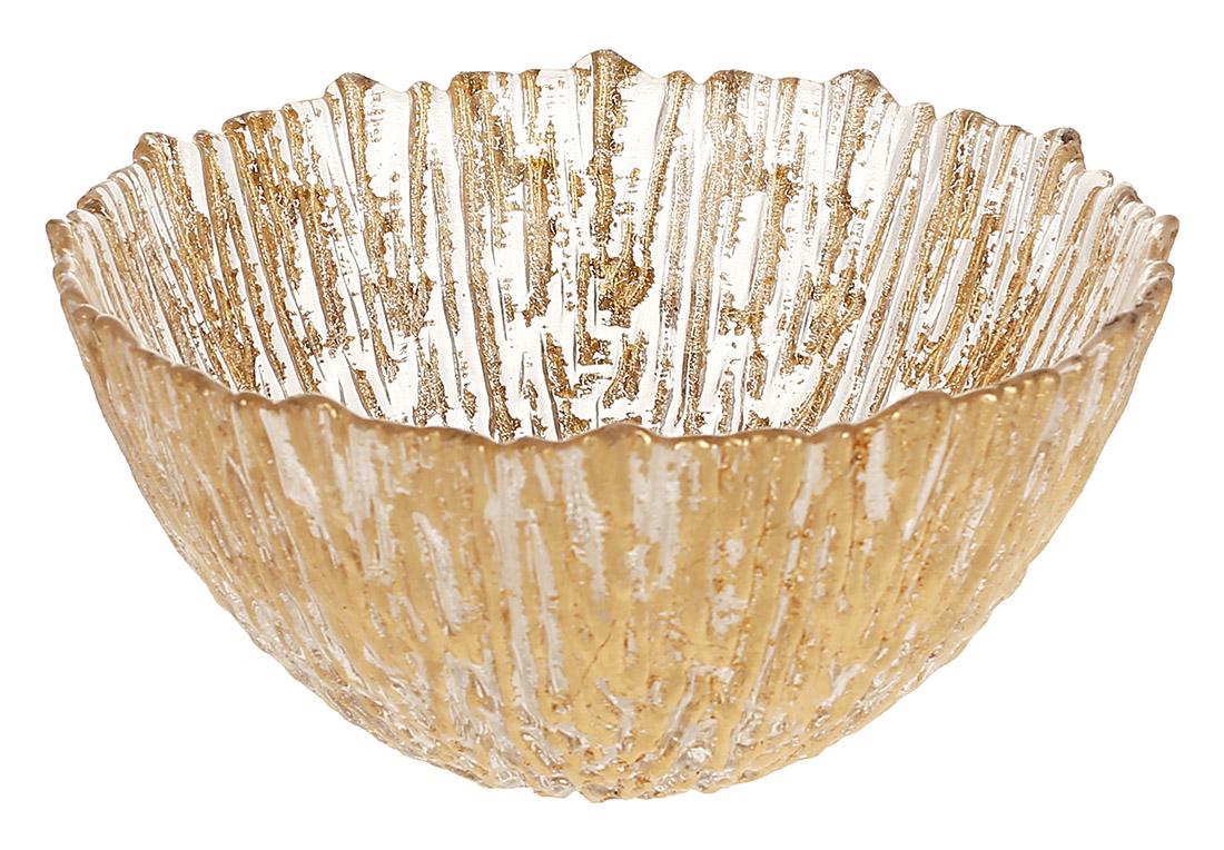 Набор стеклянных салатников Gold 600 мл 6 шт. Прозрачный с золотом (992-120)