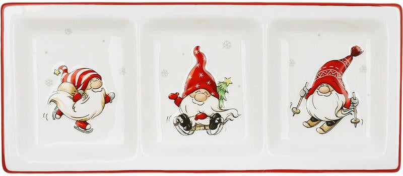 Менажница керамическая Веселые Гномы 28х12см, 3-х секционная