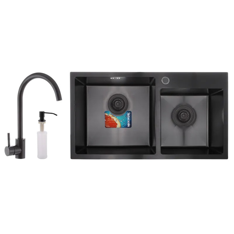Набор MIXXUS SET-7843D-220x1.0-PVD мойка/смеситель/диспенсер (MX0585)