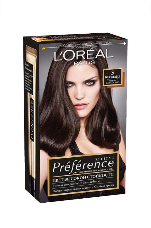 Фарба для волосся L'Oreal Paris Recital Preference 3,0 Бразилія Темно-каштановий (2736)