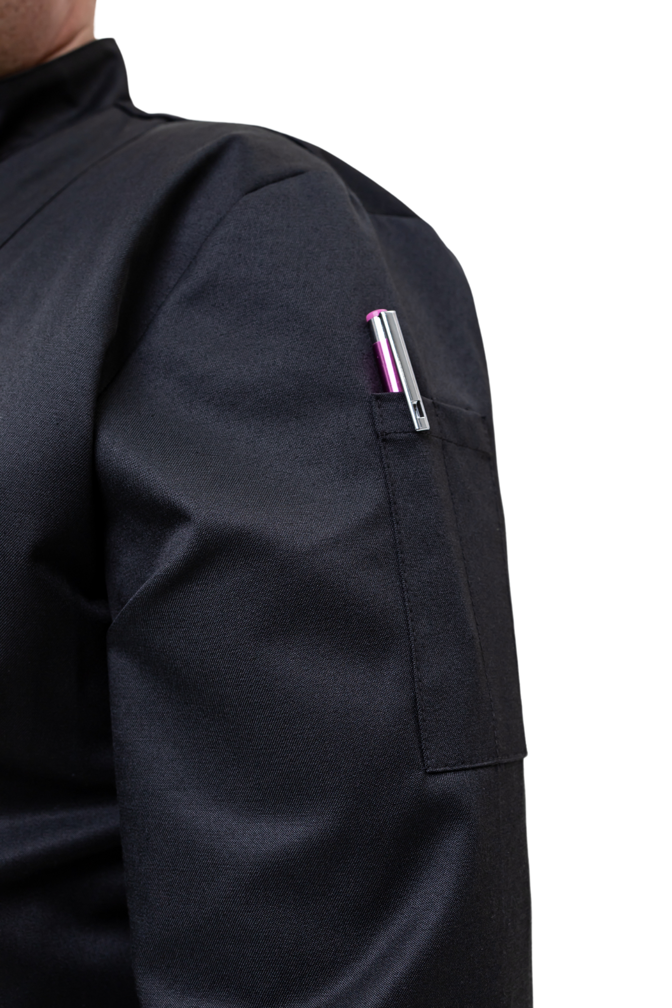 Кітель кухарський чоловічий водовідштовхуючий рукав 3/4 Сантім Lux Form р. 56 Чорний (5014) - фото 2 Кітель кухарський чоловічий водовідштовхуючий рукав 3/4 Сантім Lux Form р. 56 Чорний (5014) - фото 2