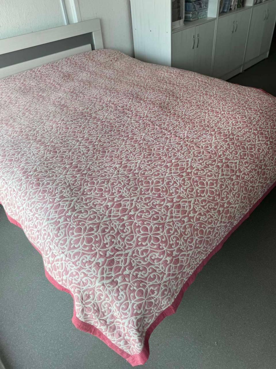 Покривало льон 200х230 см Рожевий (Д-al-cavalli25-001)