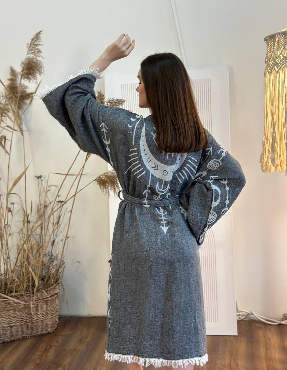 Халат-кімоно жіночий one size Сірий - фото 5 Халат-кімоно жіночий one size Сірий - фото 5