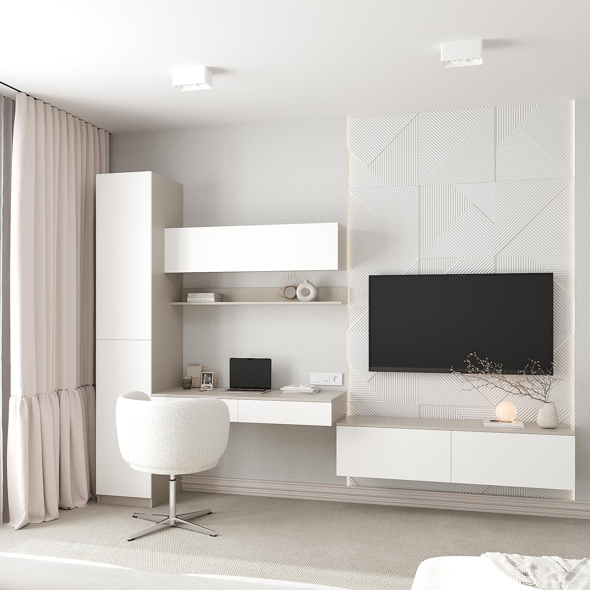 Комплект мебели Эйр пенал/стол подвесной/полка/тумба Кашемир/Белый (28546990)