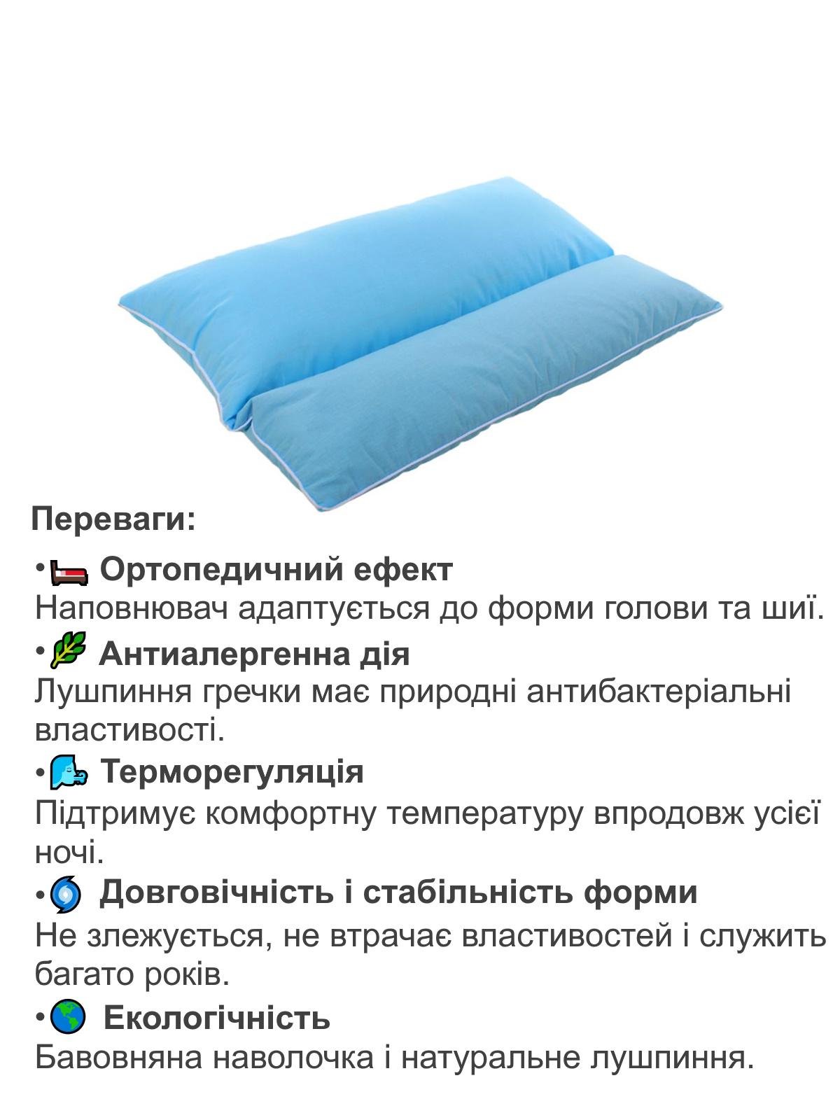 Подушка Homefort с гречневой шелухой Гера 40х60 см Голубой (201001805) - фото 3 Подушка Homefort с гречневой шелухой Гера 40х60 см Голубой (201001805) - фото 3