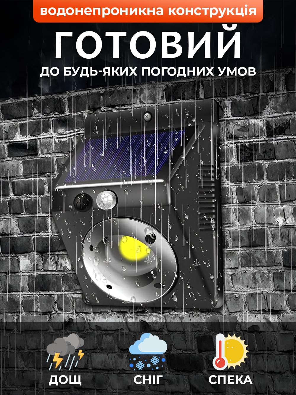 Фонарь с датчиком движения уличный настенный Andowl Q-TY021X1 LED на солнечной батарее белый свет Черный (c357dad7) - фото 4