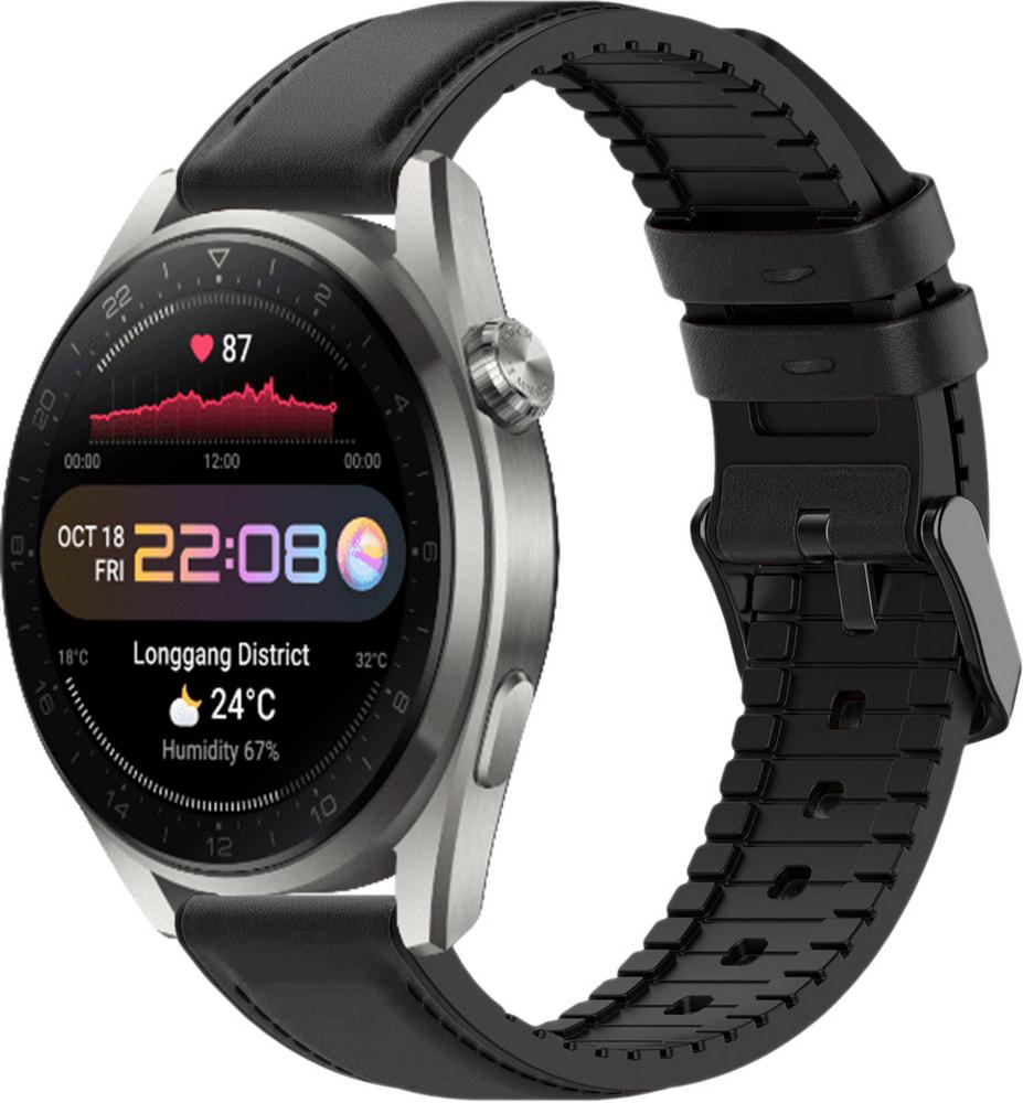 Ремешок кожаный Tamyx для Huawei Watch 3 Pro Black (31618-2B)