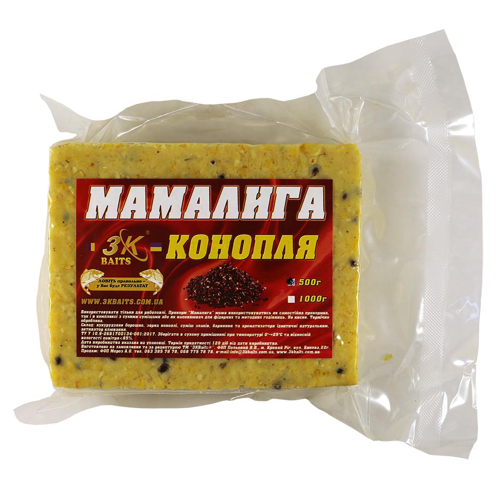 Прикорм 3KBaits Мамалига 500 г Конопля (3KB1008)