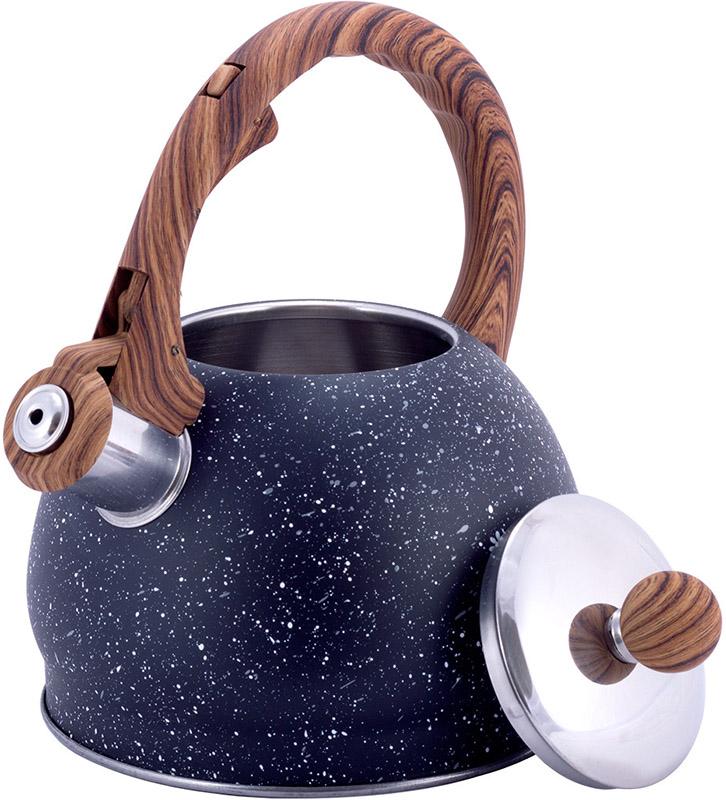 Чайник Kamille Whistling Kettle Marble з нержавіючої сталі зі свистком 2 л Чорний мармур (KM-1071) - фото 3