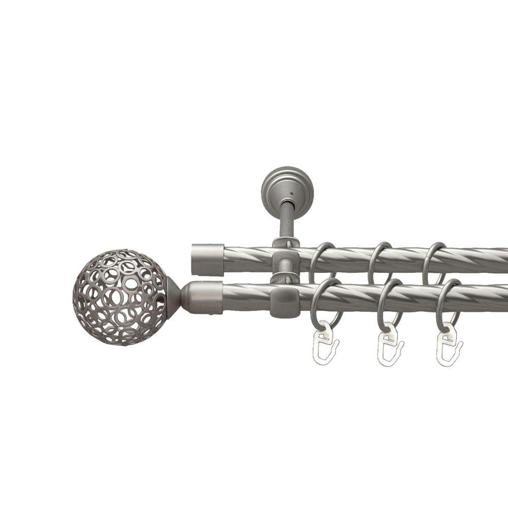 Карниз Orvit Савона металевий дворядний відкритий скручена труба кільце металеве 16/16 мм 160 см Сатин (00-00022897)