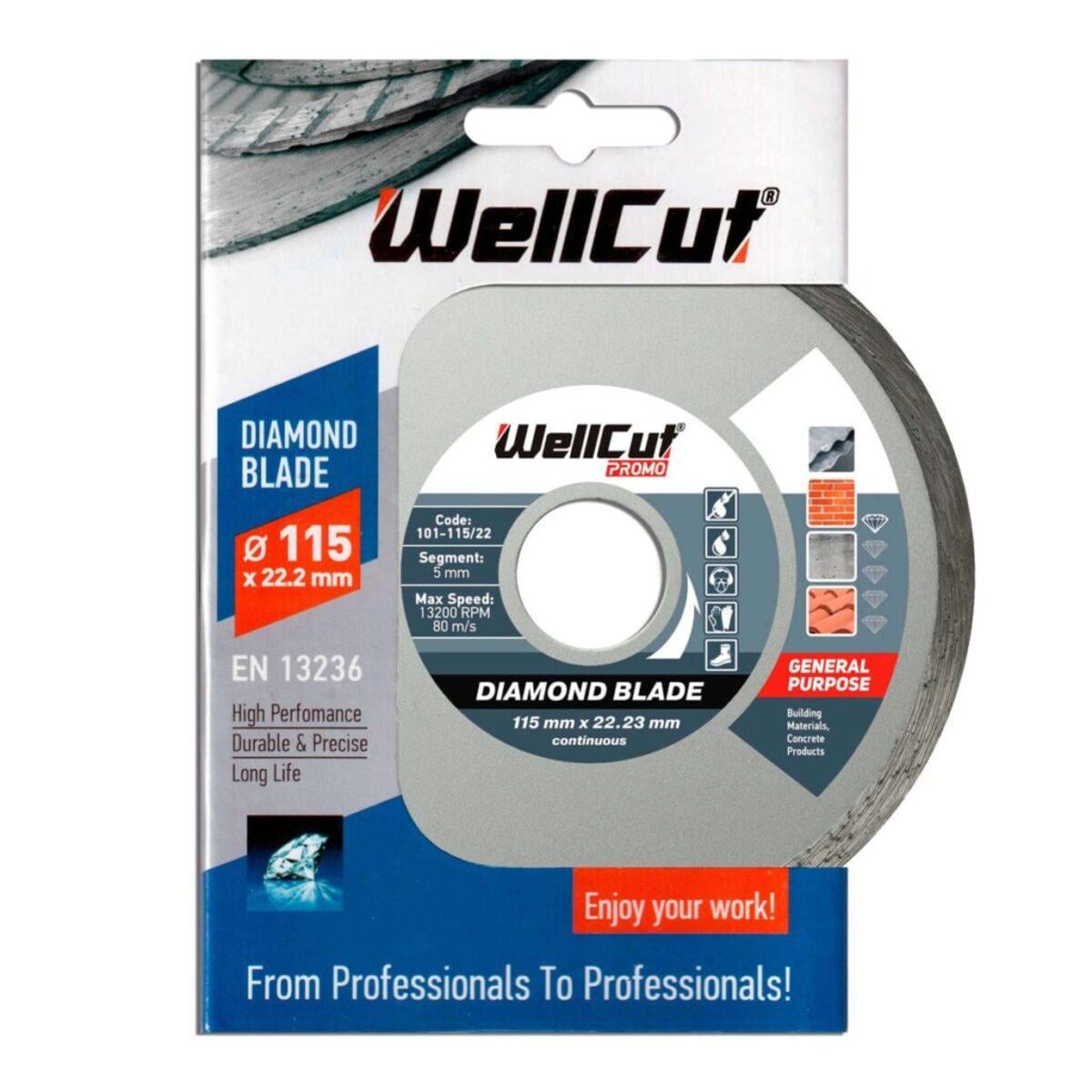 Алмазний диск суцільний WellCut Standard 115 мм 5х22,23 мм (118962)