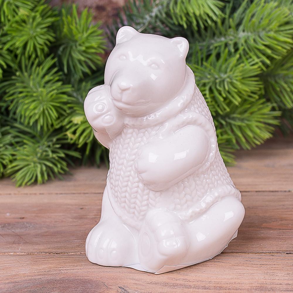 Статуэтка медведь в свитере №2 Белый (4940-2)