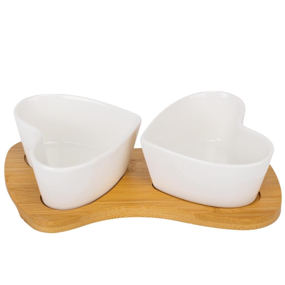 Набор пиал на бамбуковой подставке Половинки 24,5 см (9184-027)