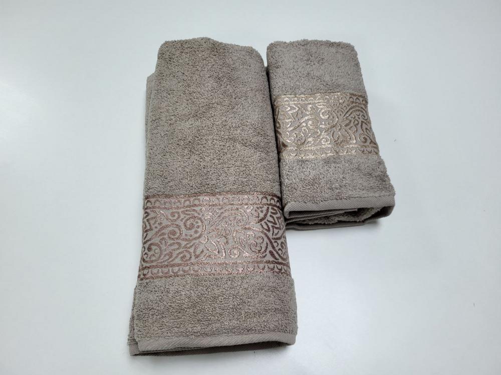 Набор махровых полотенец для ванной LUISA 70x140/50x90 см 2 шт. Песочный (13018)