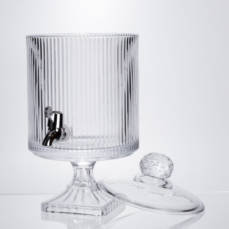 Лимонадница с краном стеклянная на ножке 4,5 л Прозрачный - фото 3