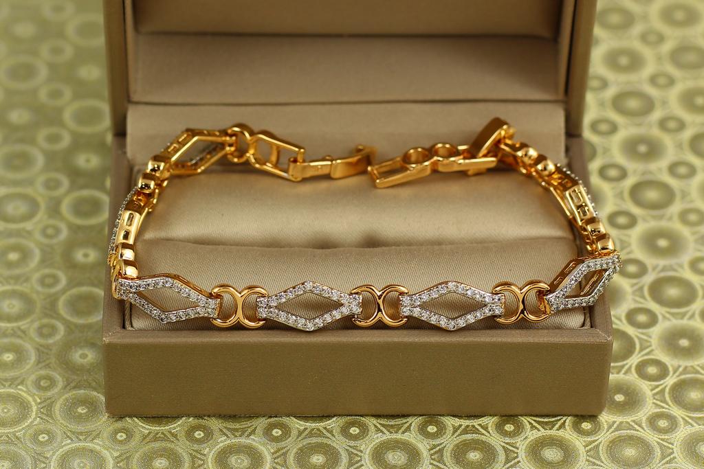 Браслет Xuping Jewelry ромбы с родием 19 см 7 мм Золотистый (29877108)