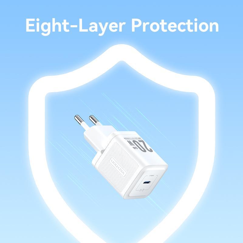 Зарядное устройство для Vention 20W GaN III Type-C 1C EU быстрая зарядка 20Вт Черный (FEPB0-EU) - фото 11 Зарядное устройство для Vention 20W GaN III Type-C 1C EU быстрая зарядка 20Вт Черный (FEPB0-EU) - фото 11