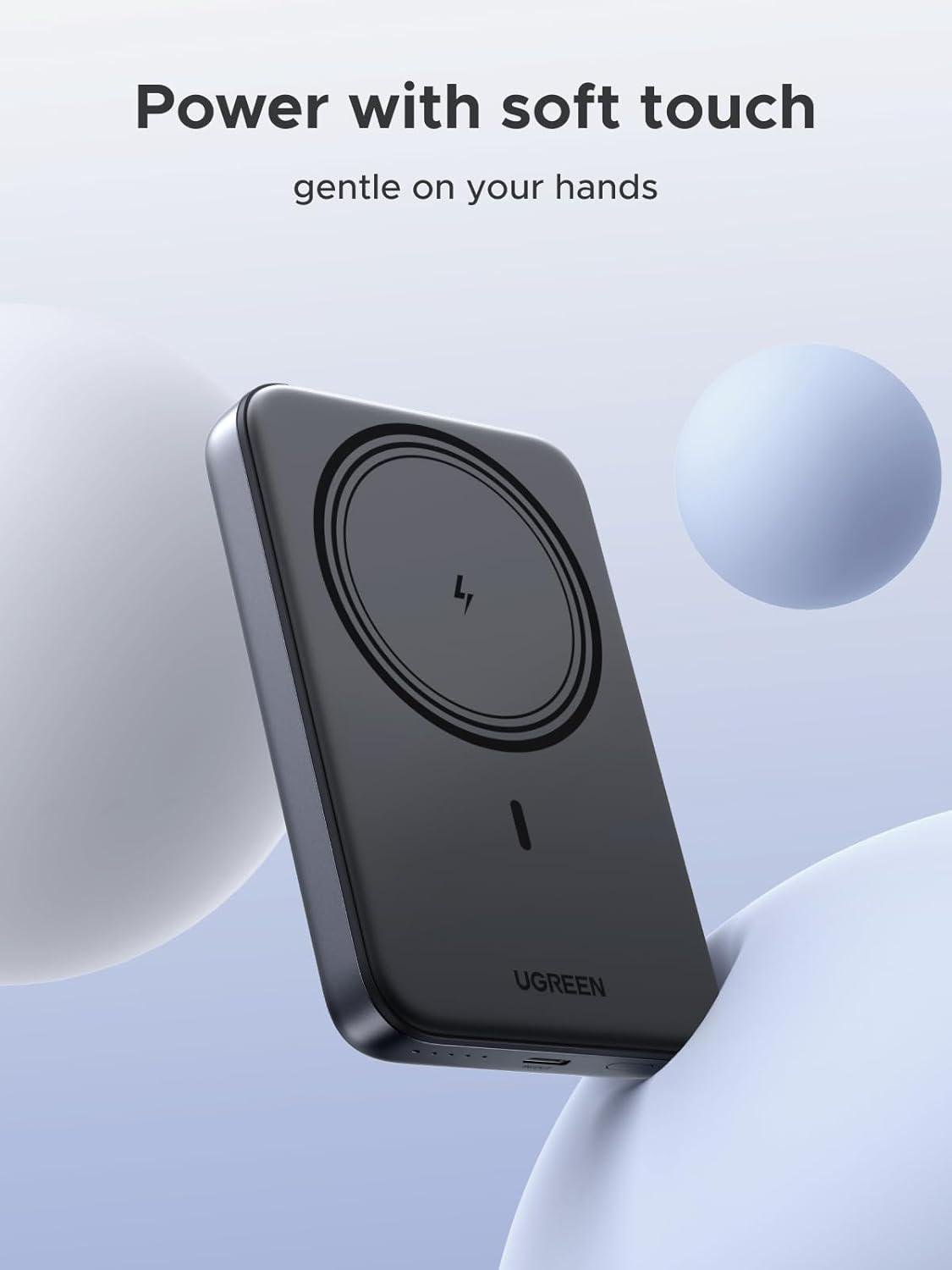 Аккумулятор наружный UGREEN магнитный PD для Magsafe 10000 mAh/20 W iPhone 17/16/15 Black (PB561) - фото 5 Аккумулятор наружный UGREEN магнитный PD для Magsafe 10000 mAh/20 W iPhone 17/16/15 Black (PB561) - фото 5