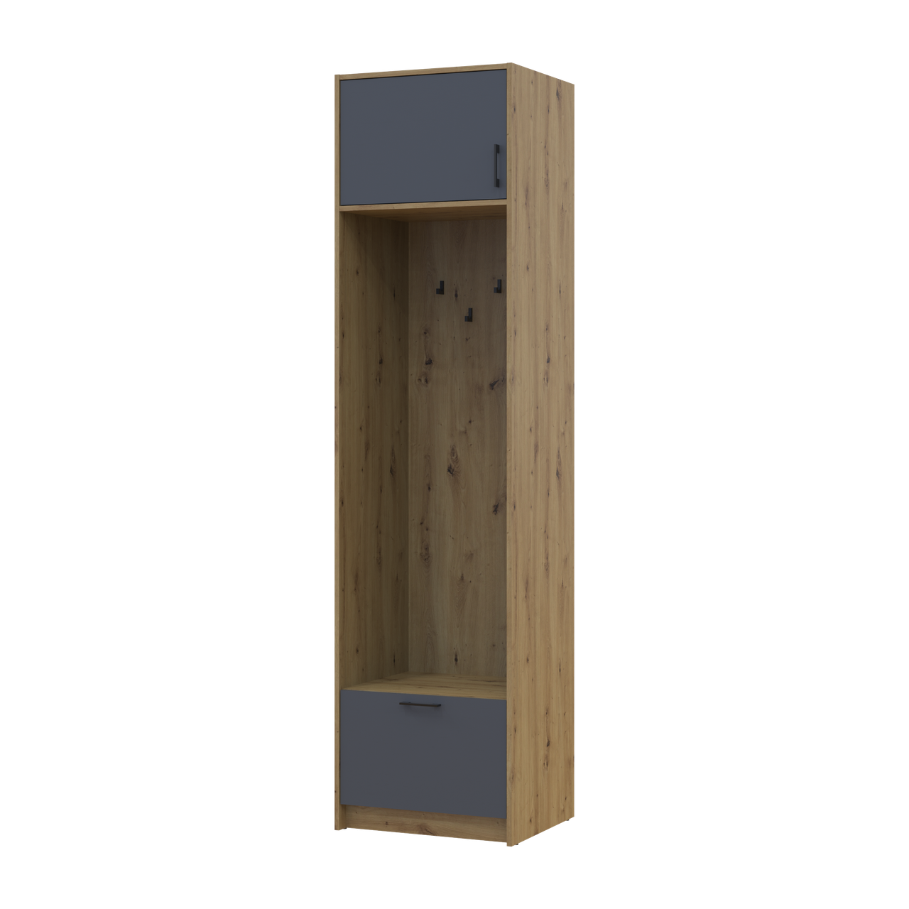 Пенал-вішалка Doros Ронді з антресолею 60х52х236 см Дуб Артізан/Графіт (42005265)