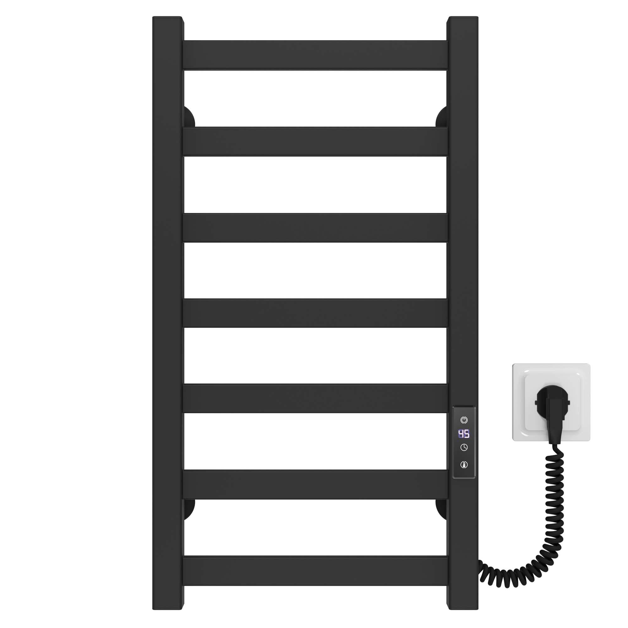 Полотенцесушитель электрический Deffi Avast П7 JD04 правое подключение крашеная сталь 300х600 мм Черный (B.AV.60.30.7.E.B.R.2)