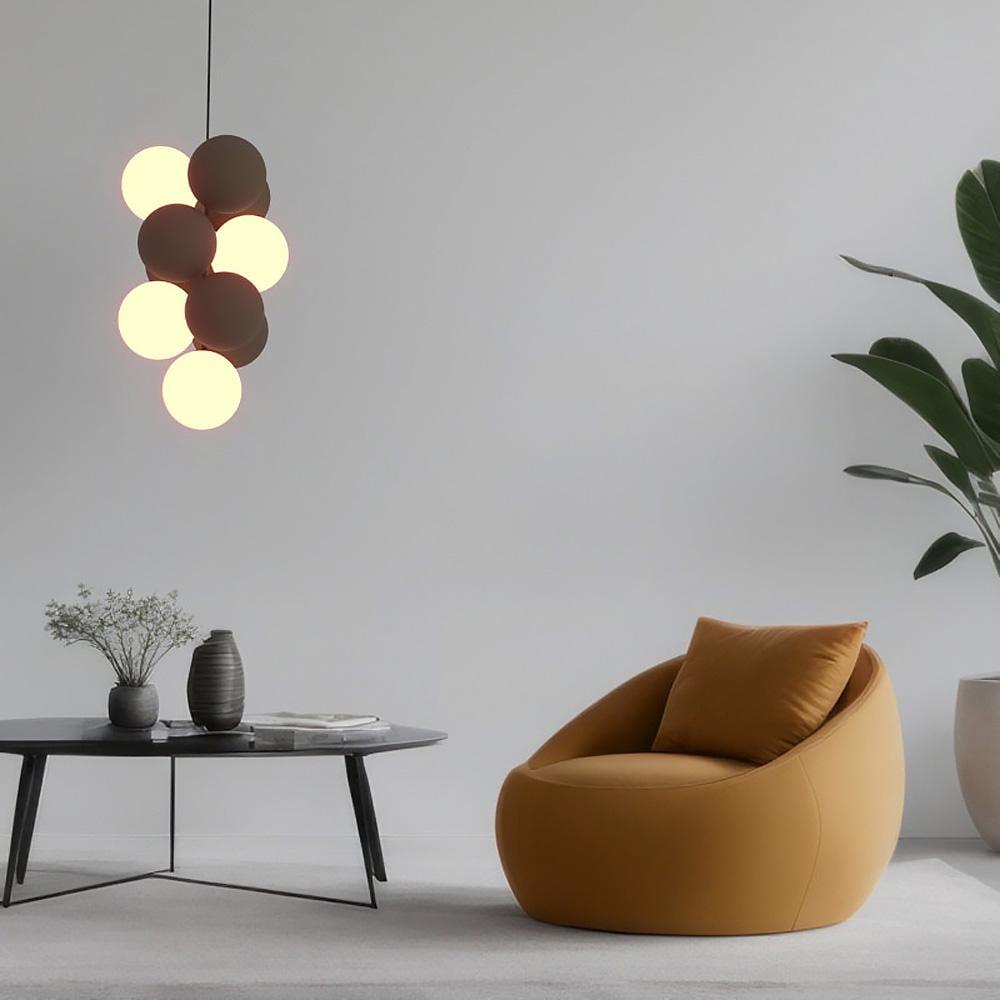 Светильник Line.F S 28G/4 BK+CF+WT HOLLY с белыми подвесными шарами Коричневый (3072_6283)