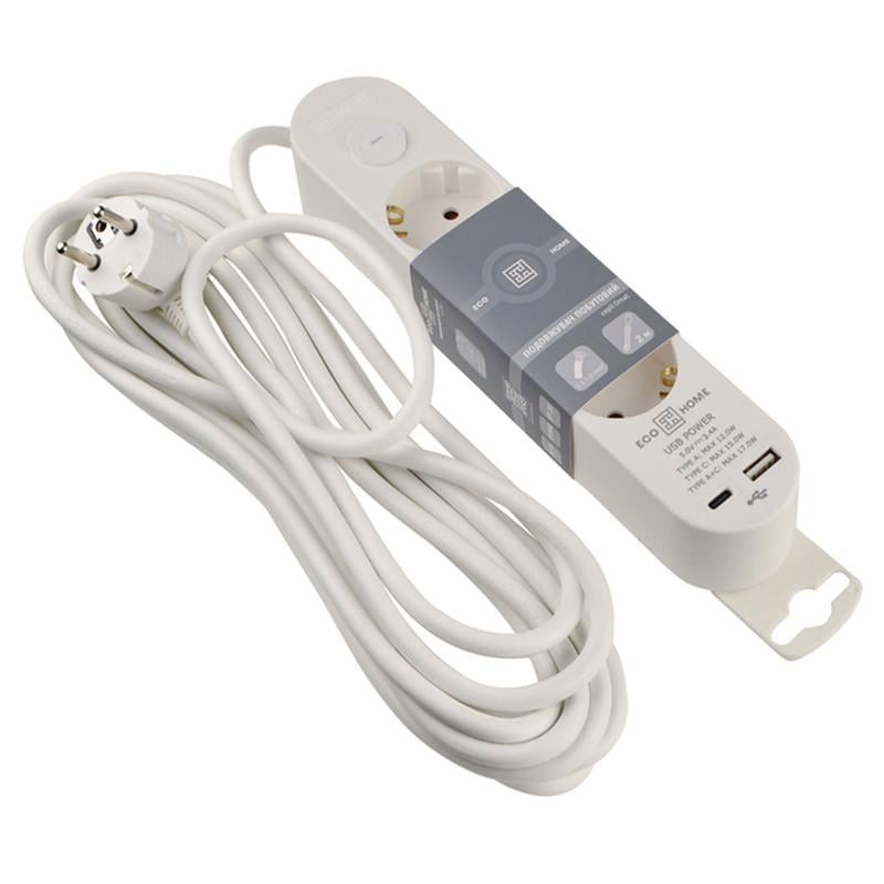 Фильтр-удлинитель сетевой АСКО-УКРЕМ Ornat 3 гнезда 5 м с ж/к USB/Type C с выключателем (ECO019001003) Фильтр-удлинитель сетевой АСКО-УКРЕМ Ornat 3 гнезда 5 м с ж/к USB/Type C с выключателем (ECO019001003)