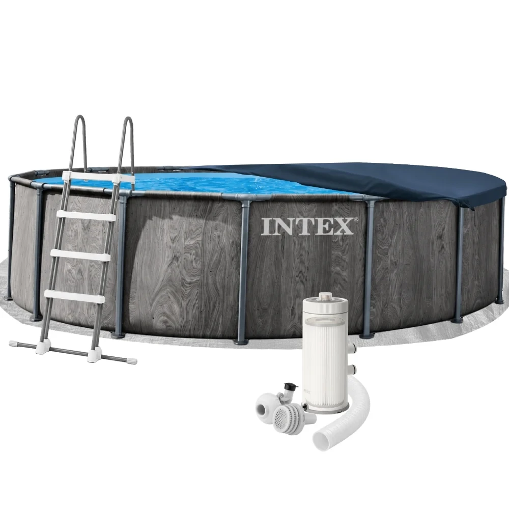 Бассейн каркасный круглый Intex Prism Frame 26742 457х122 см с фильтром/подстилкой/лестницей/тентом Коричневый (147-9-26742)