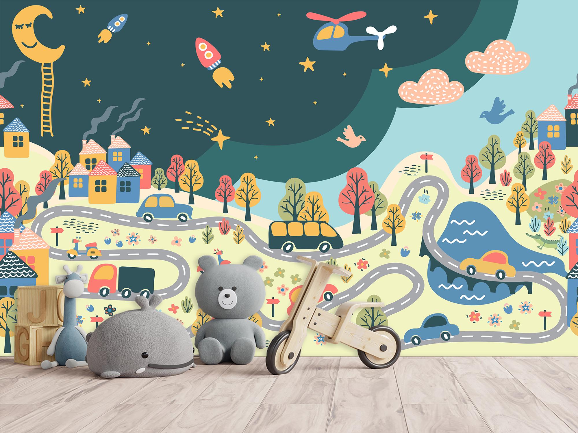 Фотообои флизелиновые Вечерний детский город 210х315 см (S5KID-030/5)