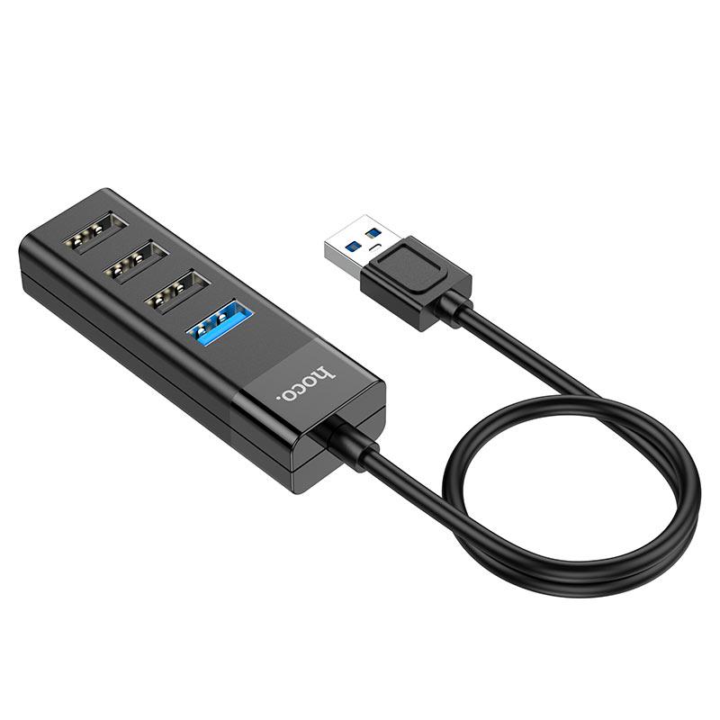 Хаб-USB Hoco Easy mix converter HB25 3.0х1 2.0х3 Black - фото 5