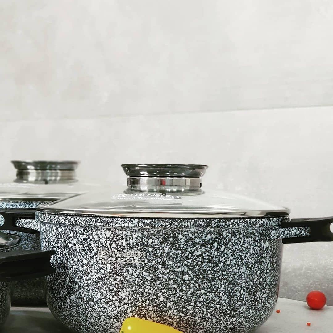 Набор кастрюль для индукционных плит с гранитным покрытием Edenberg EB-8020 6 пр. Серый - фото 4
