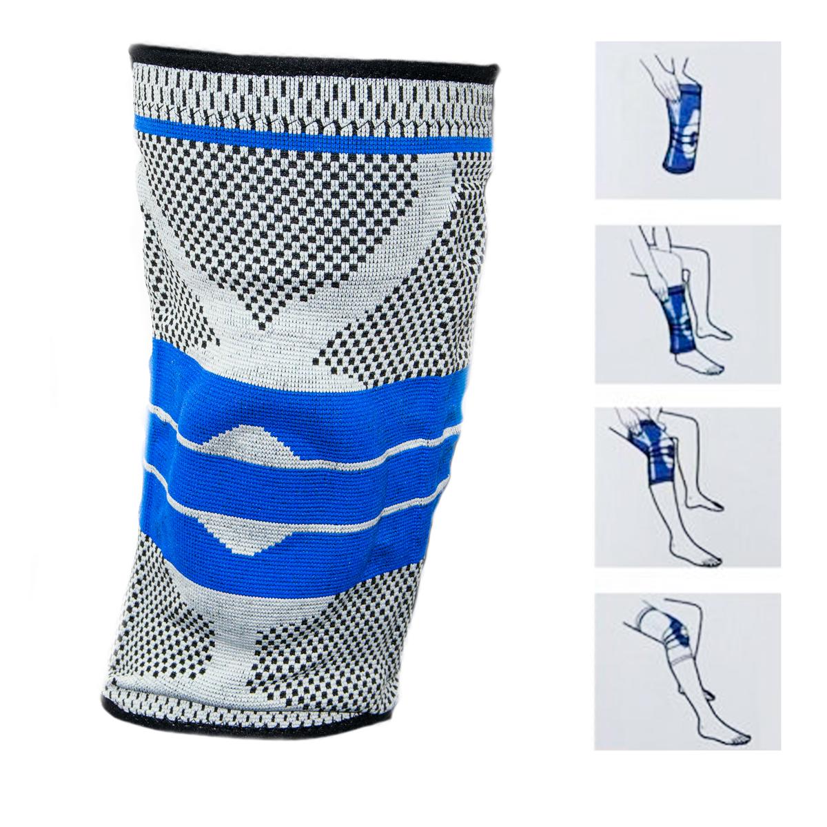 Бандаж на колено с ребрами жесткости р. L Серо-Синий (1008911-Gray) - фото 3 Бандаж на колено с ребрами жесткости р. L Серо-Синий (1008911-Gray) - фото 3