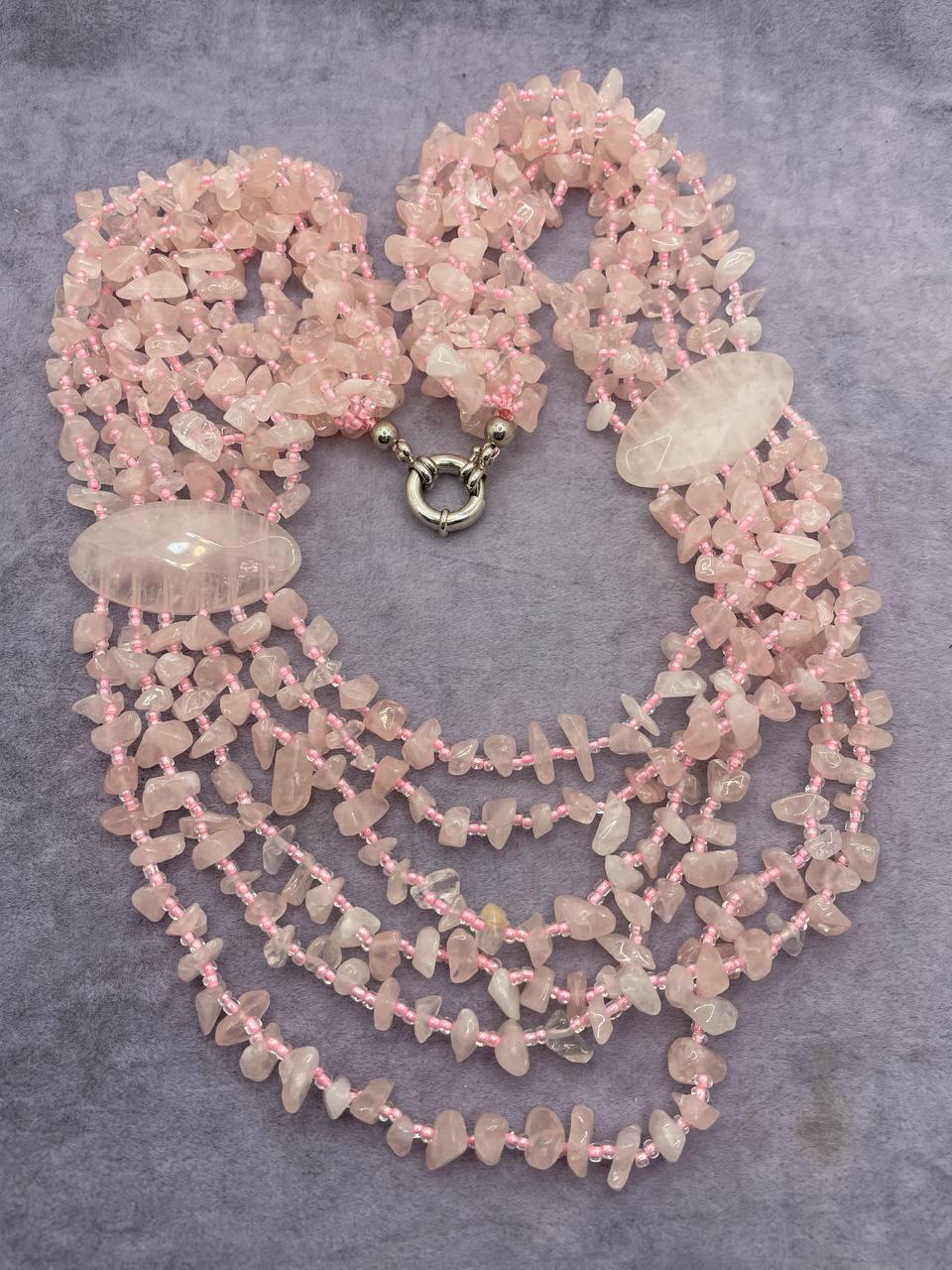 Бусы кварц 60 см Розовый (9758)