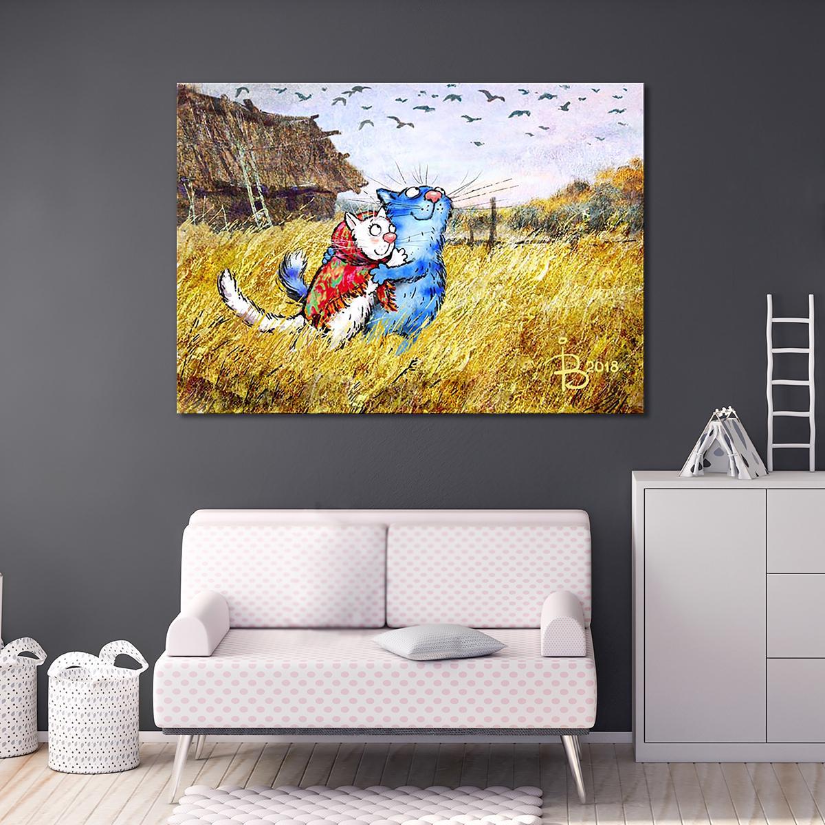 Модульная картина Почему котики не летают как птицы?.. 1 модуль 50x75 см